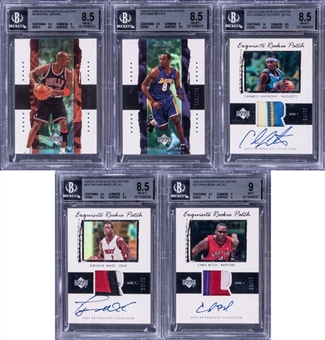 2003-04 UD "Exquisite Collection" Base Cards Near Set (77/78) – Featuring Chris Bosh, Carmelo Anthony and Dwyane Wade Rookie Patch Autographs